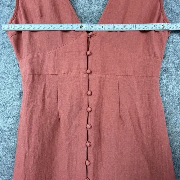 Lulus Dress Small Rust Linen Ruffle Tiered Summery Peasant Cottage Farm House - Picture 6 of 7
